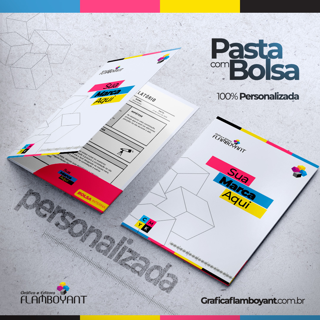 Pasta com bolsa 100% personalizada — Gráfica Flamboyant